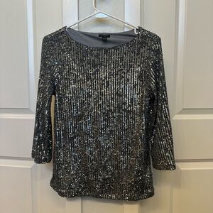 Ann Taylor Silver Sequin Blouse